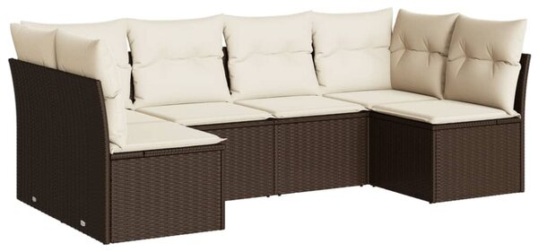 6 részes barna polyrattan kerti ülőgarnitúra párnával