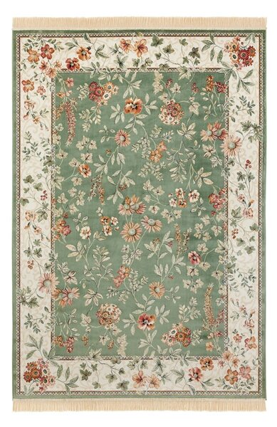 Zöld-krémszínű viszkóz szőnyeg 95x140 cm Oriental – Nouristan