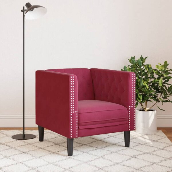 VidaXL bordó bársony Chesterfield kanapéfotel
