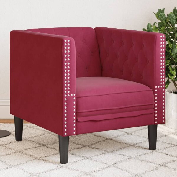 VidaXL bordó bársony Chesterfield kanapéfotel