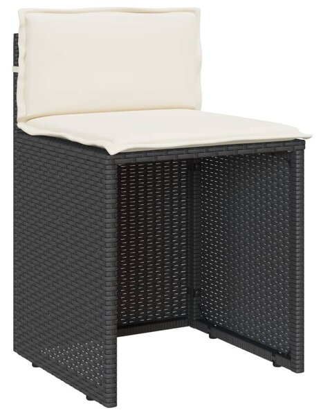 3 részes fekete polyrattan bisztrógarnitúra párnával