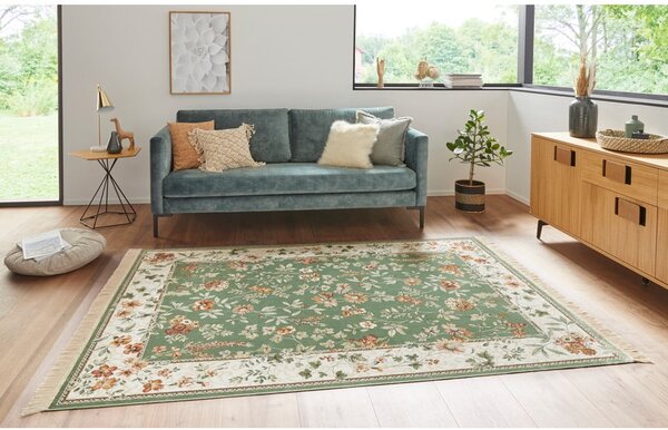 Zöld-krémszínű viszkóz szőnyeg 95x140 cm Oriental – Nouristan