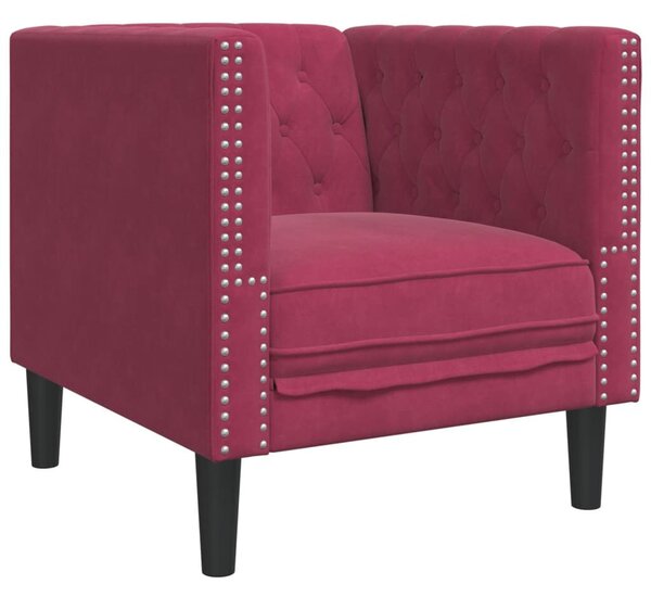 VidaXL bordó bársony Chesterfield kanapéfotel