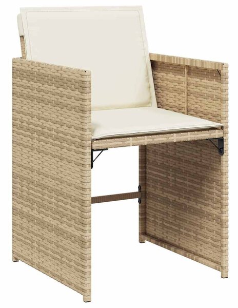 11 részes bézs polyrattan kerti étkezőgarnitúra párnákkal