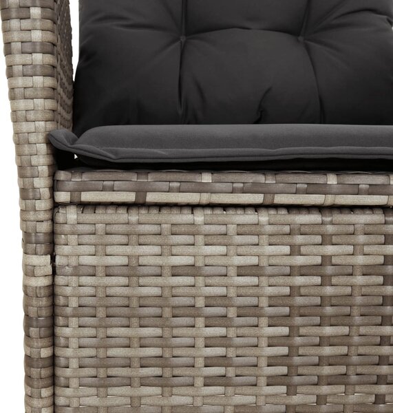 7 részes szürke polyrattan kerti étkezőgarnitúra párnával
