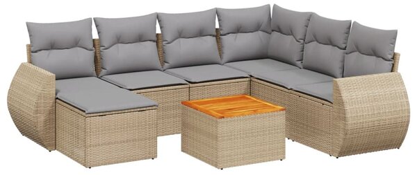 8 részes bézs polyrattan kerti ülőgarnitúra párnával