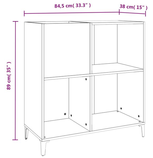 VidaXL barna tölgy színű szerelt fa hanglemezszekrény 84,5x38x89 cm