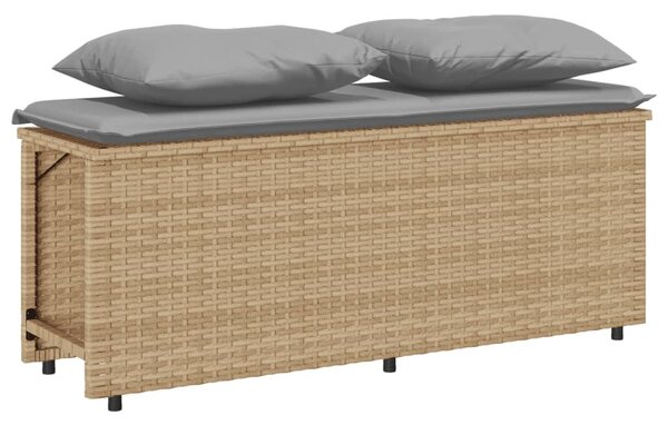 3 részes bézs polyrattan kerti étkezőgarnitúra párnákkal
