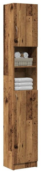 VidaXL Fürdőszobaszekrény régi fa 32x25,5x190 cm gépelt fa