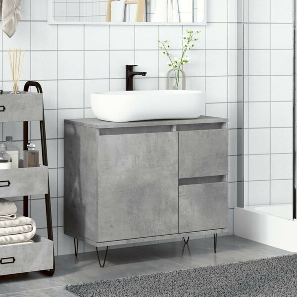 VidaXL betonszürke szerelt fa fürdőszobai mosdószekrény 65x33x60 cm