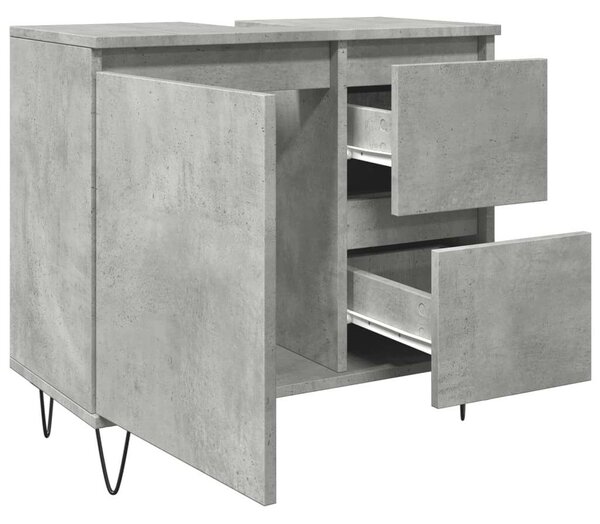 VidaXL betonszürke szerelt fa fürdőszobai mosdószekrény 65x33x60 cm