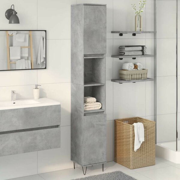 VidaXL betonszürke szerelt fa fürdőszobaszekrény 30 x 30 x 190 cm