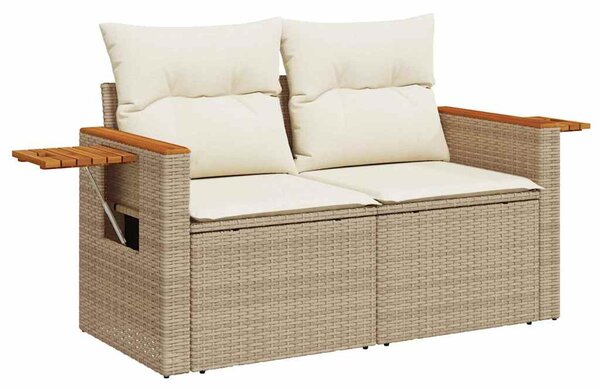 9 részes bézs polyrattan kerti ülőgarnitúra párnákkal