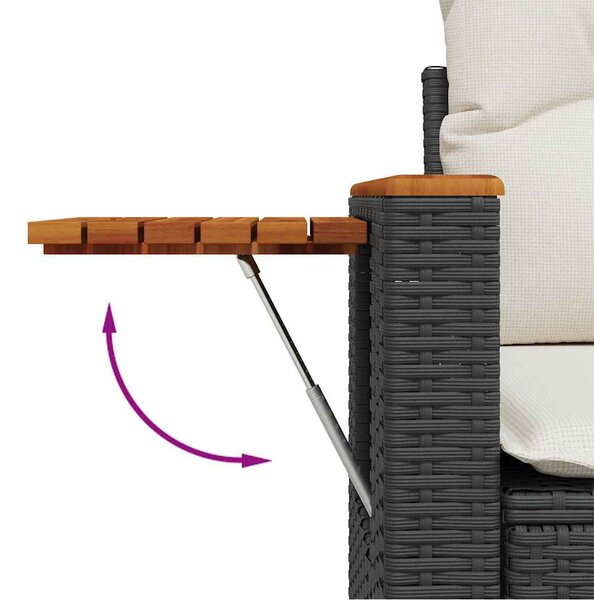 8 részes fekete polyrattan kerti ülőgarnitúra párnákkal
