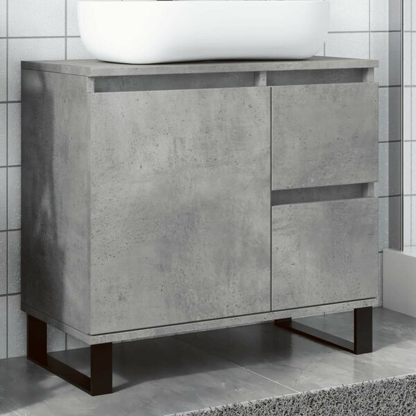 VidaXL betonszürke szerelt fa fürdőszobai mosdószekrény 65x33x60 cm