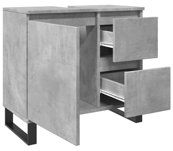 VidaXL betonszürke szerelt fa fürdőszobai mosdószekrény 65x33x60 cm
