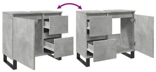 VidaXL betonszürke szerelt fa fürdőszobai mosdószekrény 65x33x60 cm