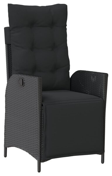 5 részes fekete polyrattan kerti étkezőgarnitúra párnákkal