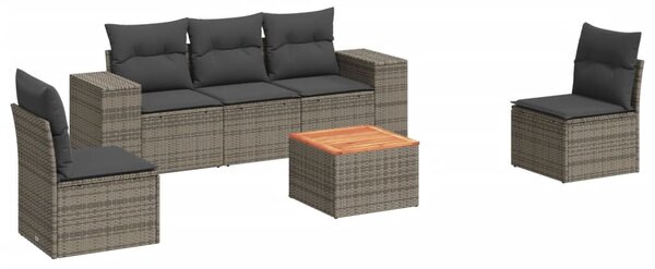 6 részes szürke polyrattan kerti ülőgarnitúra párnákkal