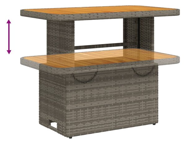 4 részes szürke polyrattan kerti étkezőszett párnával
