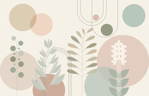 Fotótapéta Absztrakt botanikai design lágy színekkel, Absztrakt fotótapéta, Népszerű fotótapéta, w04070 - Tapeko.hu