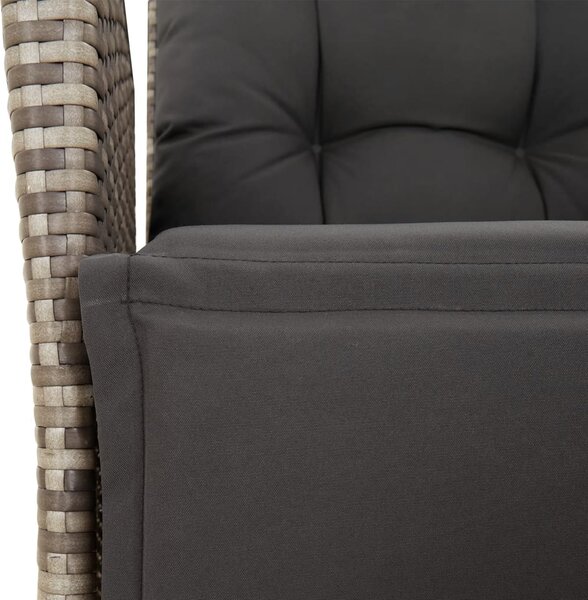 3 részes szürke polyrattan kerti étkezőgarnitúra párnával