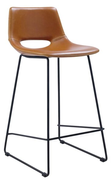 Konyakbarna bőrutánzat bárszék (ülésmagasság 65 cm) Zahara – Kave Home