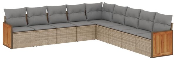9 részes bézs polyrattan kerti ülőgarnitúra párnákkal