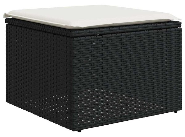 8 részes fekete polyrattan kerti ülőgarnitúra párnákkal