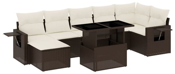 8 részes barna polyrattan kerti ülőgarnitúra párnákkal