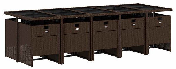 11 részes barna polyrattan kerti ülőgarnitúra párnákkal