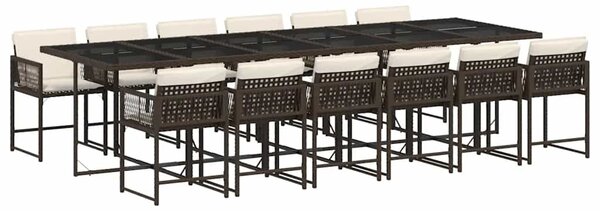 13 részes barna polyrattan kerti ülőgarnitúra párnákkal