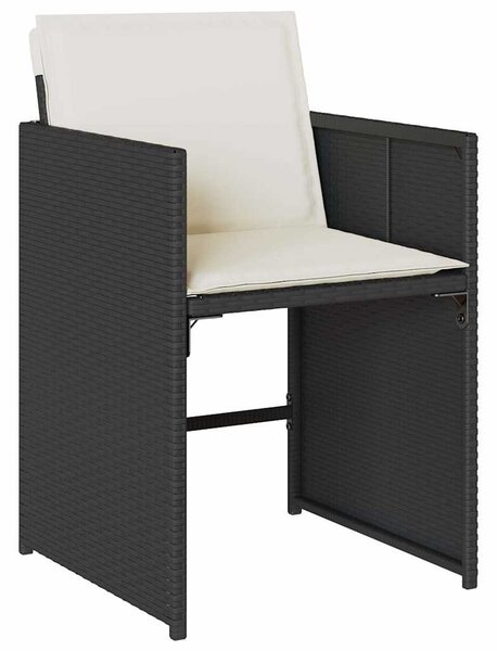 11 részes fekete polyrattan kerti étkezőgarnitúra párnákkal