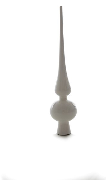 Fehér üveg csúcsdísz 25 cm