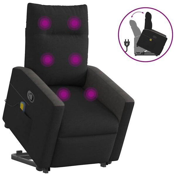 VidaXL fekete szövet dönthető masszázs- és állófotel