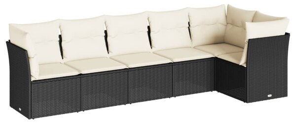 6 részes fekete polyrattan kerti ülőgarnitúra párnákkal