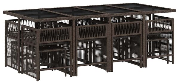 13 részes barna polyrattan kerti ülőgarnitúra párnákkal
