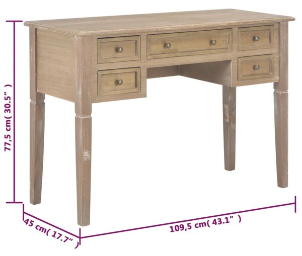 VidaXL barna fa íróasztal 109,5 x 45 x 77,5 cm