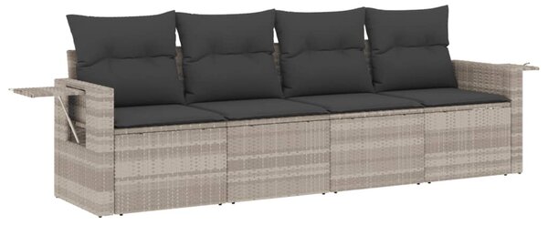 4 részes világosszürke polyrattan kerti ülőgarnitúra párnákkal