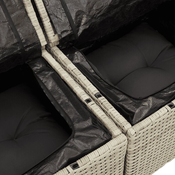 10 részes világosszürke polyrattan kerti ülőgarnitúra párnákkal