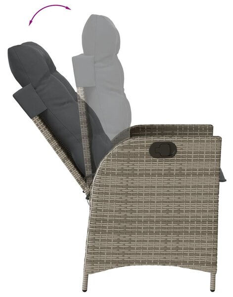 7 részes szürke polyrattan kerti étkezőgarnitúra párnával