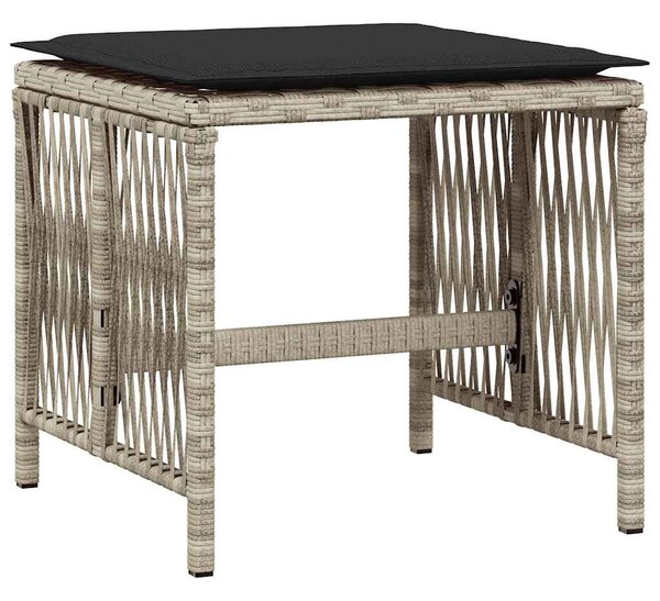 11 részes világosszürke polyrattan kerti ülőgarnitúra párnákkal