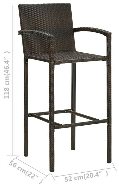 VidaXL 4 db barna polyrattan bárszék