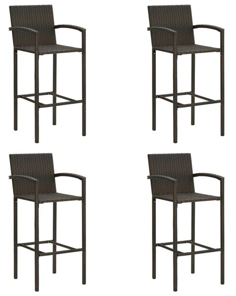 VidaXL 4 db barna polyrattan bárszék