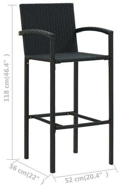 VidaXL 4 db fekete polyrattan bárszék