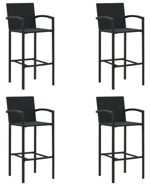 VidaXL 4 db fekete polyrattan bárszék