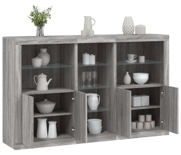 VidaXL szürke sonoma színű tálalószekrény LED-ekkel 162 x 37 x 100 cm