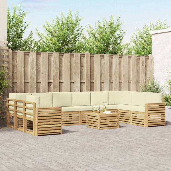 VidaXL Kültéri kanapé szett 11 pcs Fehér és Krém színű 59 x 59 x 37 cm