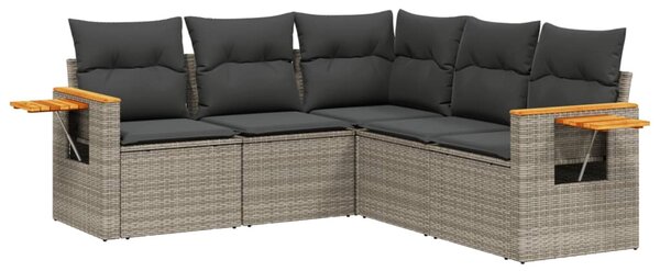 5 részes szürke polyrattan kerti ülőgarnitúra párnákkal