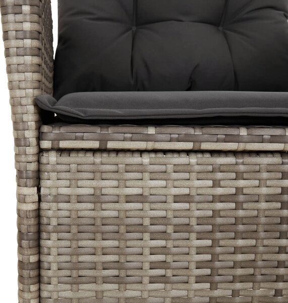 9 részes szürke polyrattan kerti étkezőgarnitúra párnával